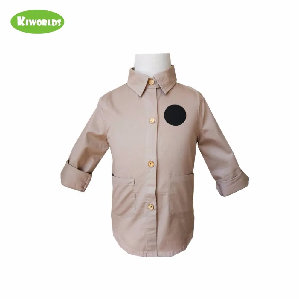

2019 Spring high quality, khaki cotton long sleeved shirts for boys , with black circle pattern, formal fashion boy shirts