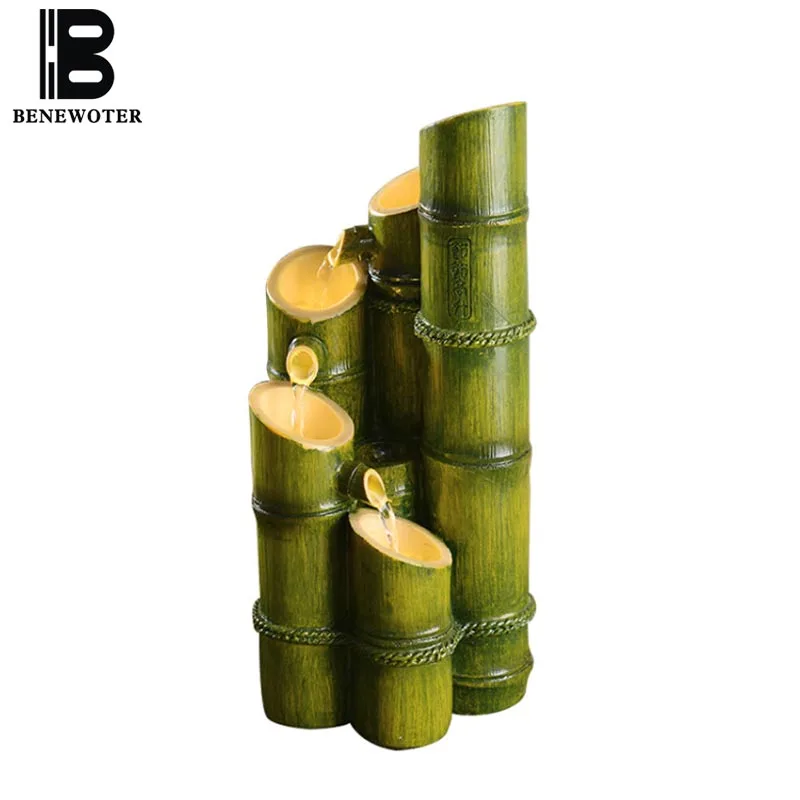 

110/220V Handmade Resin Bamboo Rockery Water Fountain Office Desktop Waterscape Crafts Humidification Home Decor Wedding Gifts