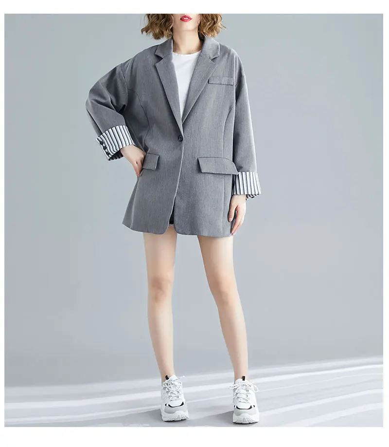 XITAO, большой размер, блейзер с карманами, для женщин, Корея, модный, отложной воротник, одна грудь, пэчворк,, летний, элегантный, WBB4302