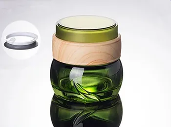 

2017 New 100pcs 50G glass face cream bottle, green plant series, cream jar, cosmetics packing bottle