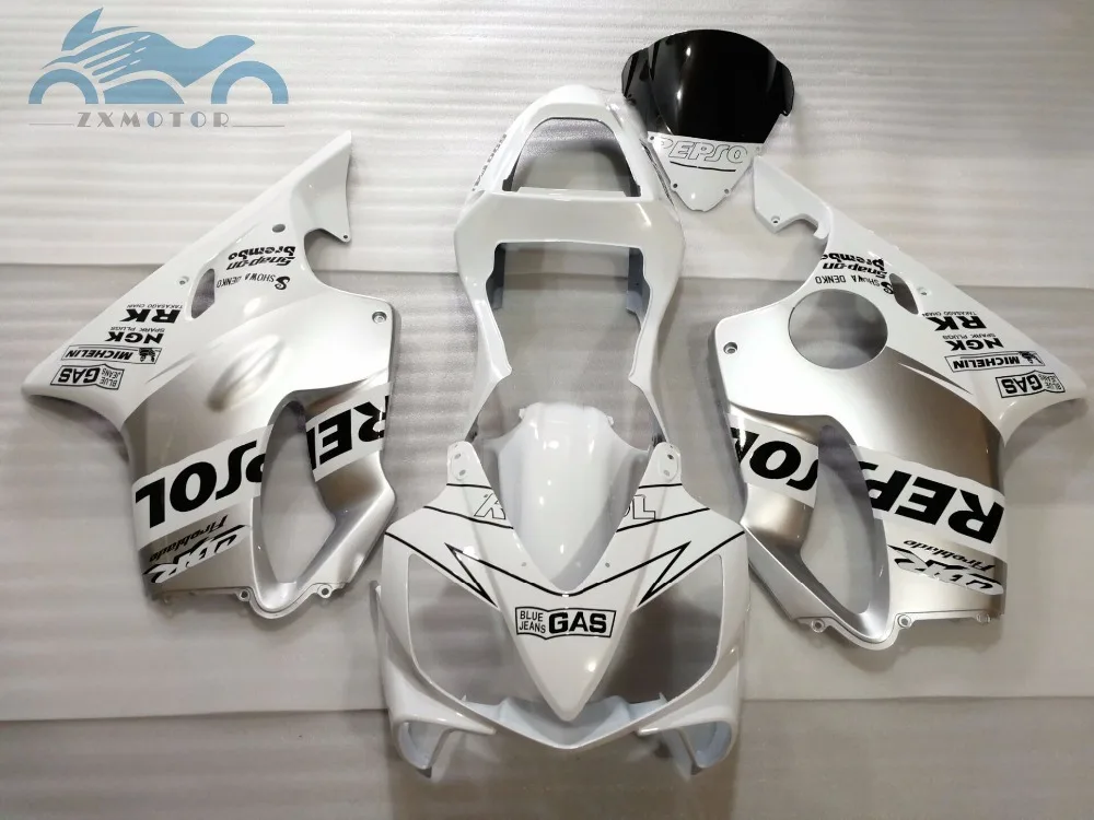 

ABS plastic aftermarket fairings set for CBR 600F4i 01 02 03 road fairing kits CBR 600F 4i 2001 2002 2003 white repsol bodyworks