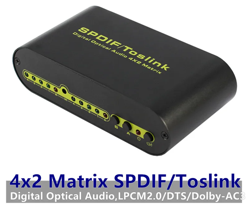 T4x2 Matrix Switch Switcher Splitter Adapter SPDIF TOSLINK Digital Optical Audio Remote Control For Player DVD VCD  Free Shipping (2)