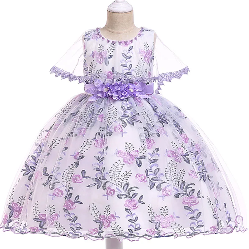 Дамское платье принцессы с цветочным рисунком для девочек бальное платье для девочек, детская одежда Платья для первого причастия вечерние платья-пачки для малышей