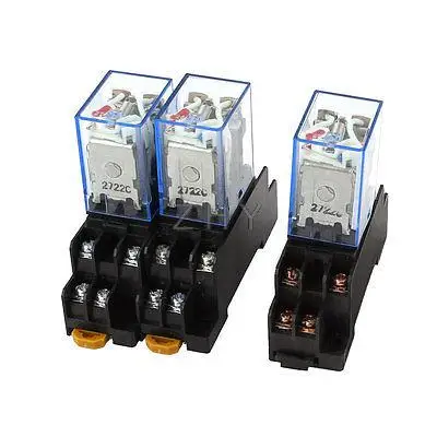 3 шт. AC 110 В/120 В 5A катушка красная лампа 35 мм din рейка DPDT 8 контактов реле питания +