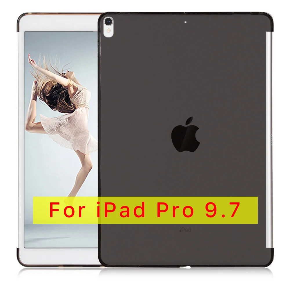 Чехол для, iPad Pro, 10,5, 12,9, 9,7 дюймов, клавиатура, умный чехол, мягкий ТПУ, прозрачный, тонкий, подходит для задней панели, подходит для клавиатуры Bluetooth - Цвет: for 9.7 black