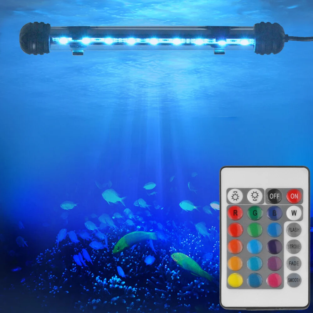 RGB Remote Control 9 LED Submersible Aquarium Light Underwater Fish