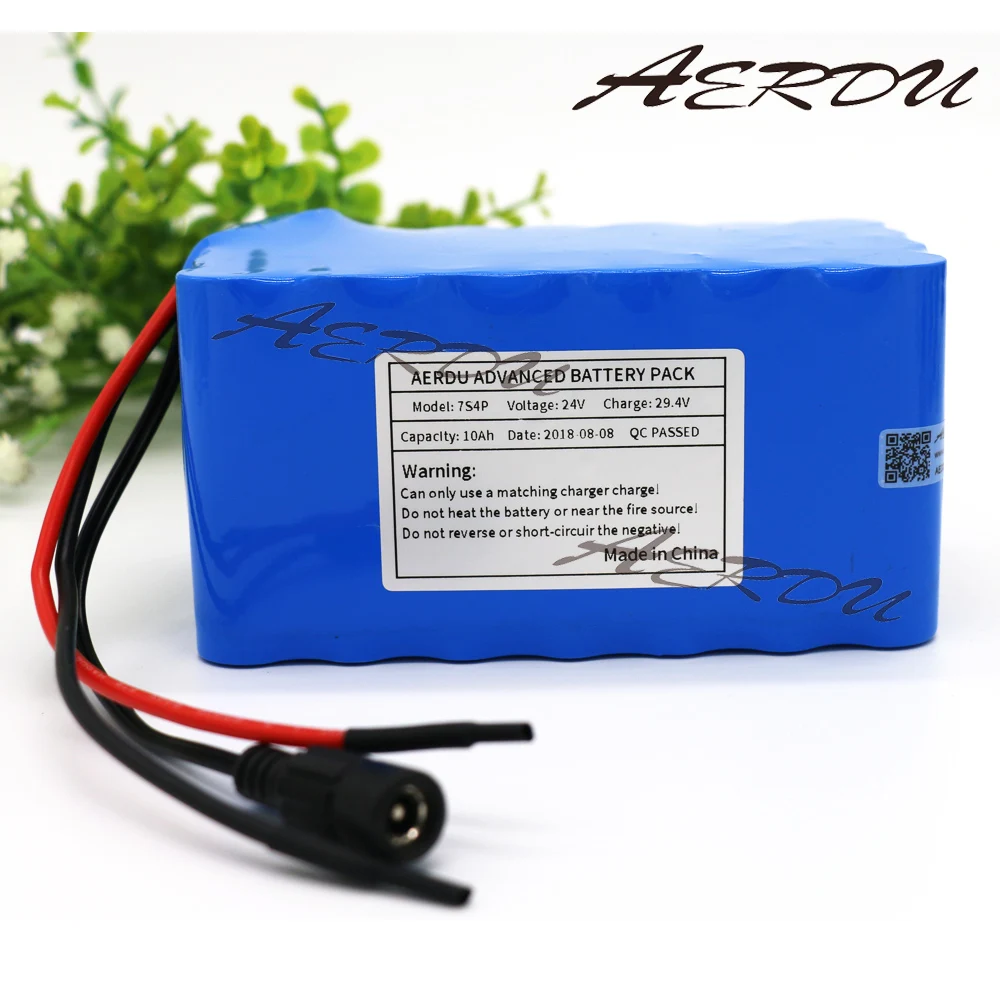 AERDU 7S4P 24V 25.9V 29.4V 10Ah 18650 lithium battery pack electric