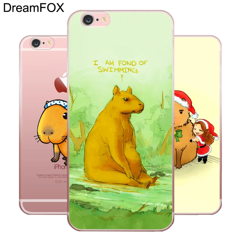 Goedkoop DREAMFOX M421 Cartoon Paniting Capybara Zachte TPU Silicone Case Cover Voor Apple iPhone XR XS Max 8X7 6 6 s Plus 5 5 s SE 5C 4 4 s