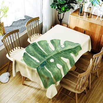 

Tropical Plants Printing Tablecloth Green Leaves Flower Pattern Polyester Waterproof Table Cloth for Wedding Party Table Cover