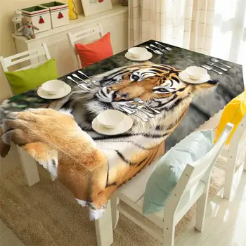 

Waterproof Tablecloth Tiger decorative polyester Picnic rectangular party Round table Cabinet cover Customized size Pillowcase