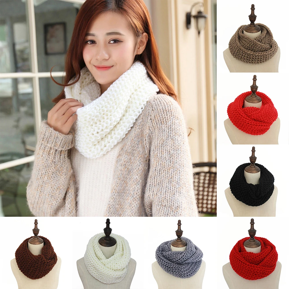 Moda invierno más cálido de punto o ring bufanda de Color sólido cuello hombres mujeres bufandas mujeres Accesorios|Bufandas de mujer| - AliExpress