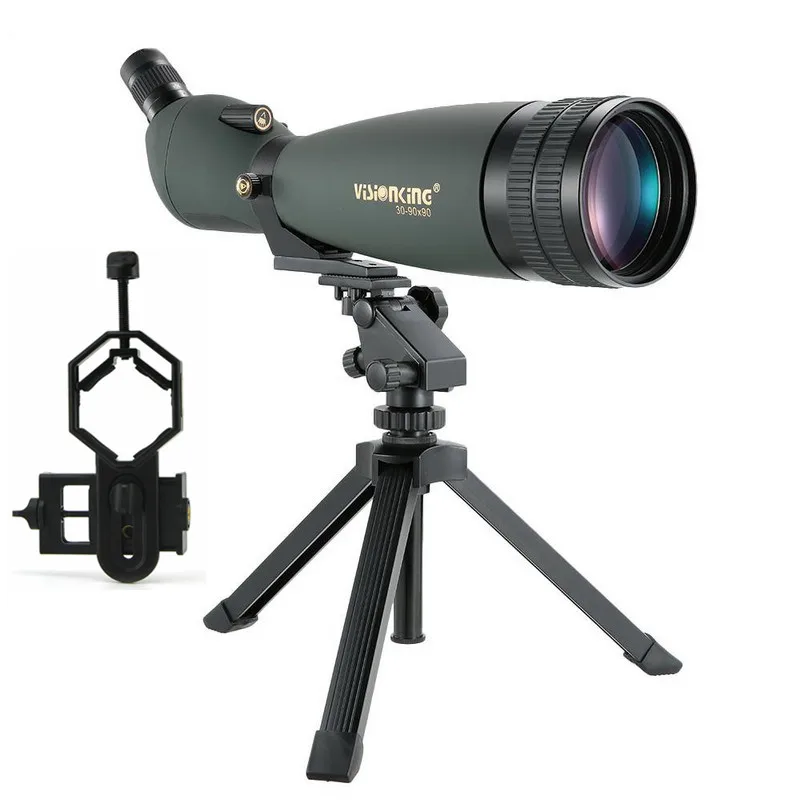 Visionking 30-90X90 Зрительная труба Bak4 охотничья направляющая для наблюдения за птицами дальний водонепроницаемый монокулярный телескоп с адаптером для телефона - изображение