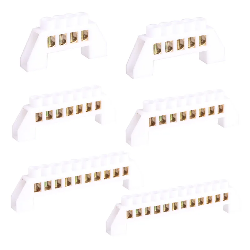 

1PCS White Bridge Design Zero Line 5 7 10 12 Position Copper Grounding Strip Terminal Block Connector