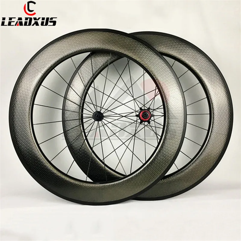 LEADXUS полностью из углеродного волокна T700 700C дорожный велосипед углеродное колесо 808 Димпл колесная 80 мм клинчер трубчатые велосипедные колеса