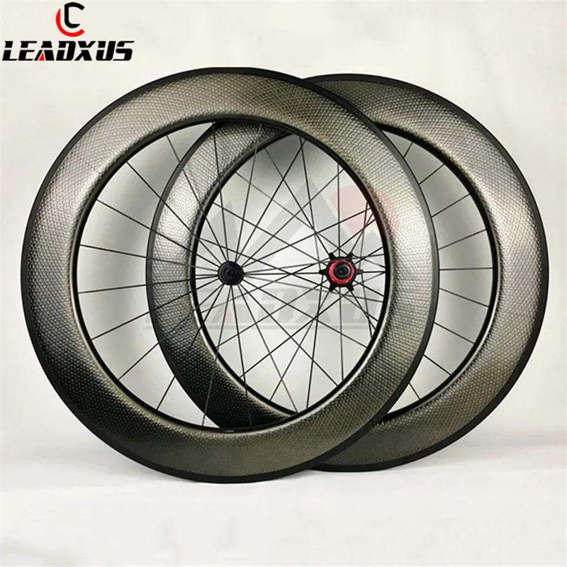 

LEADXUS Full Carbon Fiber T700 700C Road Bike Carbon Wheel 808 Dimple Wheelset 80mm Clincher Tubular Bicycle Wheels