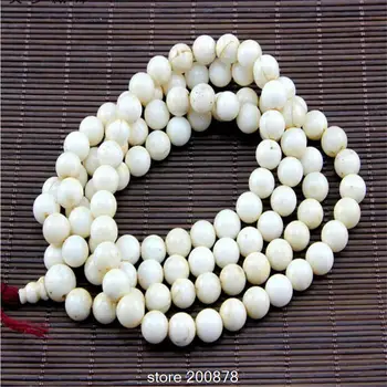 

BRO607 Quality Tibetan 108 beads old Conch shell Prayer Mala Necklace 8.5-9mm Nepal Fine Naga Tridacna beads