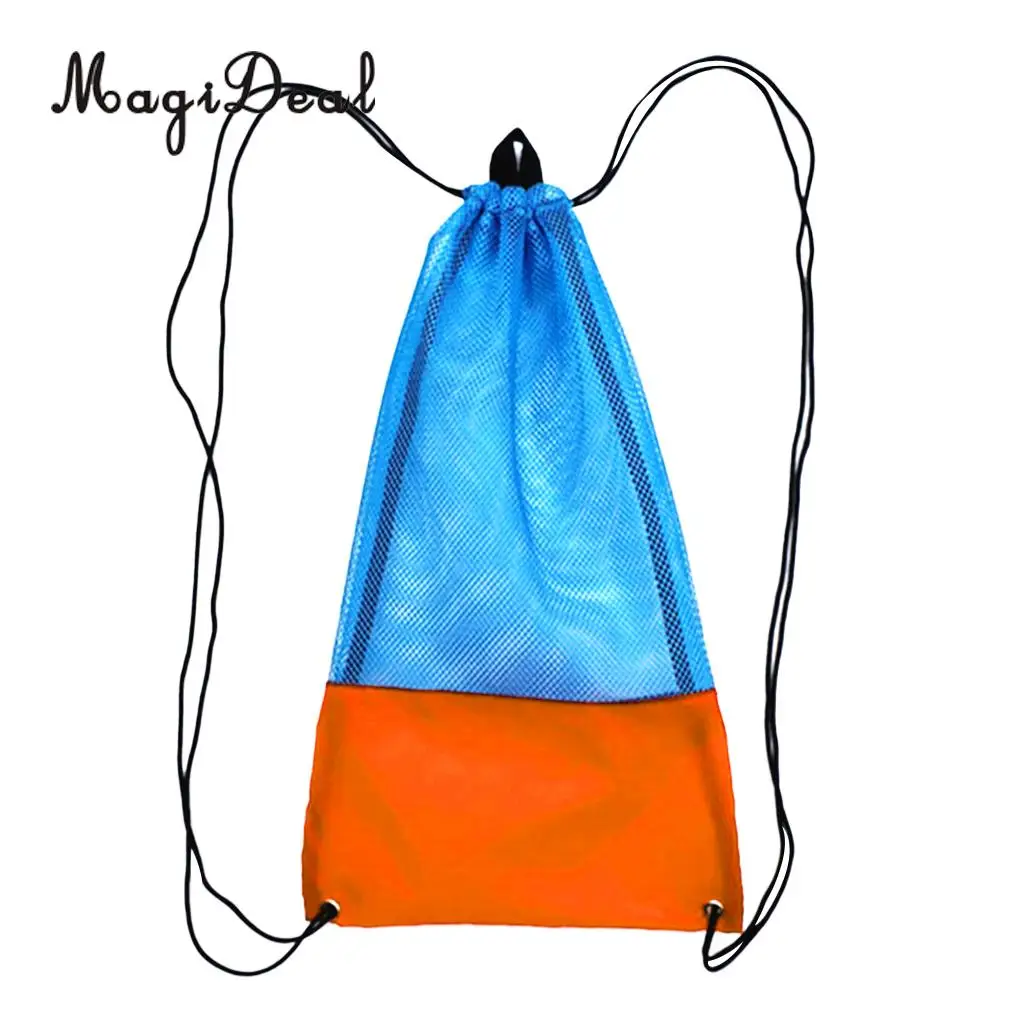 MagiDeal Drawstring Backpack Mesh Gear Bag w/ Shoulder Strap for Scuba Diving Swim Fins Goggles Mask Snorkeling Equipment