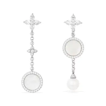 

[MeiBaPJ]Real 925 Sterling Silver Simple Personality Pearl Earrings for Women with AAA High Quality Stone Fine Jewelry