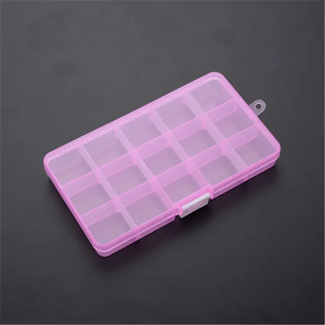 2pcs Practical Adjustable 15 Grids Compartment Plastic Storage Box Jewelry Earring Bead   Case Display Organizer Container