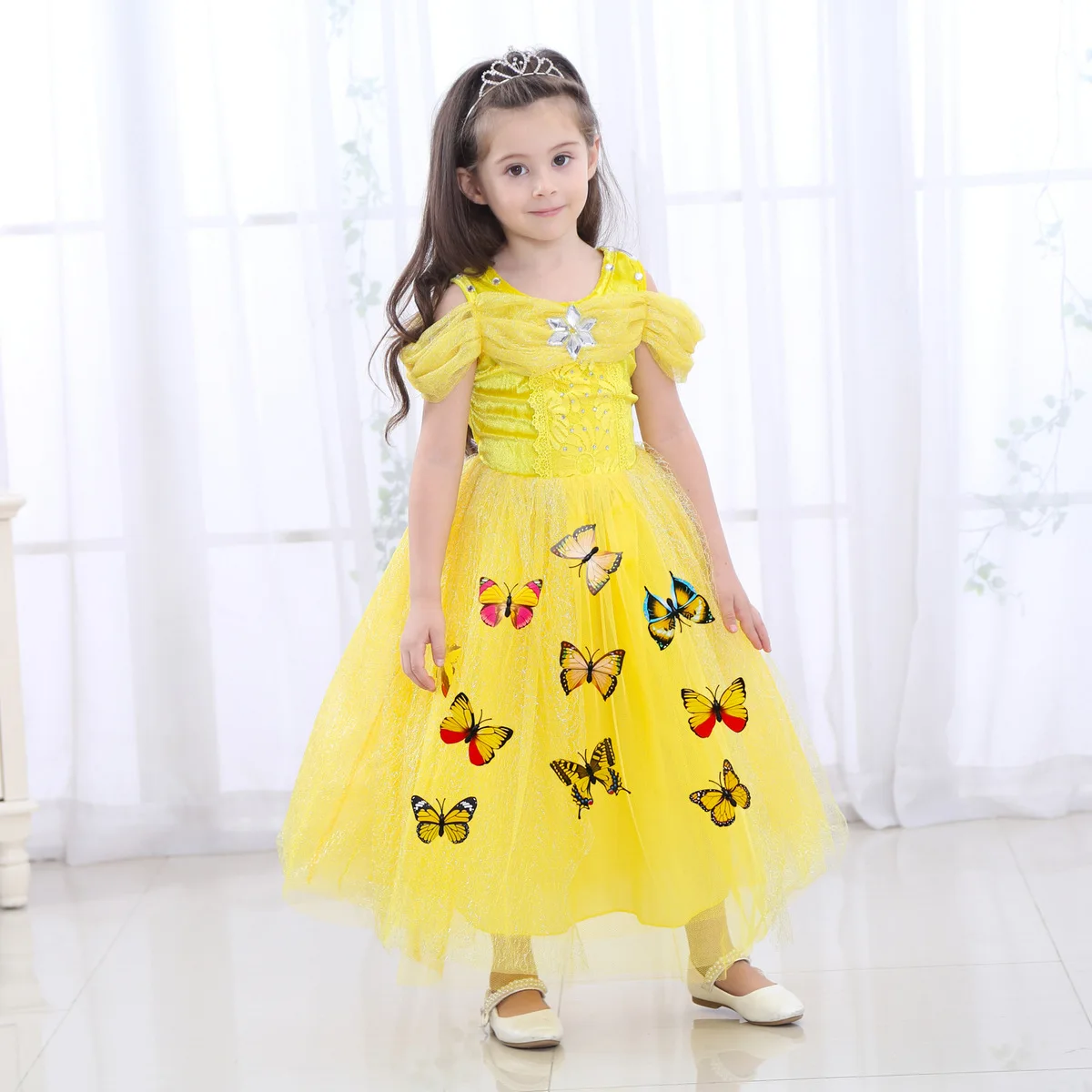 Маскарадный костюм принцессы для маленьких девочек, нарядное платье принцессы с бабочкой для детей, детские платья, одежда для маскарада