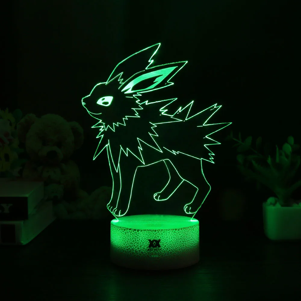 Хуэй Юань Творческий Покемон Jolteon 3D лампа светодиодный 7 цветов Мультфильм ночник USB украшение сна настольная лампа подарок для детей