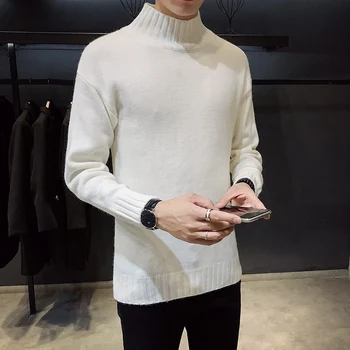 

Winter High Neck Thick Sweater Men Casual O-Neck Pullover Men Autumn Slim Fit Long Sleeve Shirt Mens Sweaters Knitted Cashmere