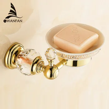 

Soap Dishes Euro style Crystal Brass Soap Holder Ceramics Soap Dish For Bathroom Home Decoration Bathroom Accessories HK-31