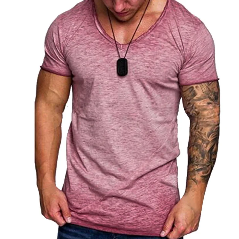 

NIBESSER Men Hip T-Shirt Male Casual Slim Tops Men Fitness T-Shirt Short Sleeves Solid Color T shirt Summer Men Clothing