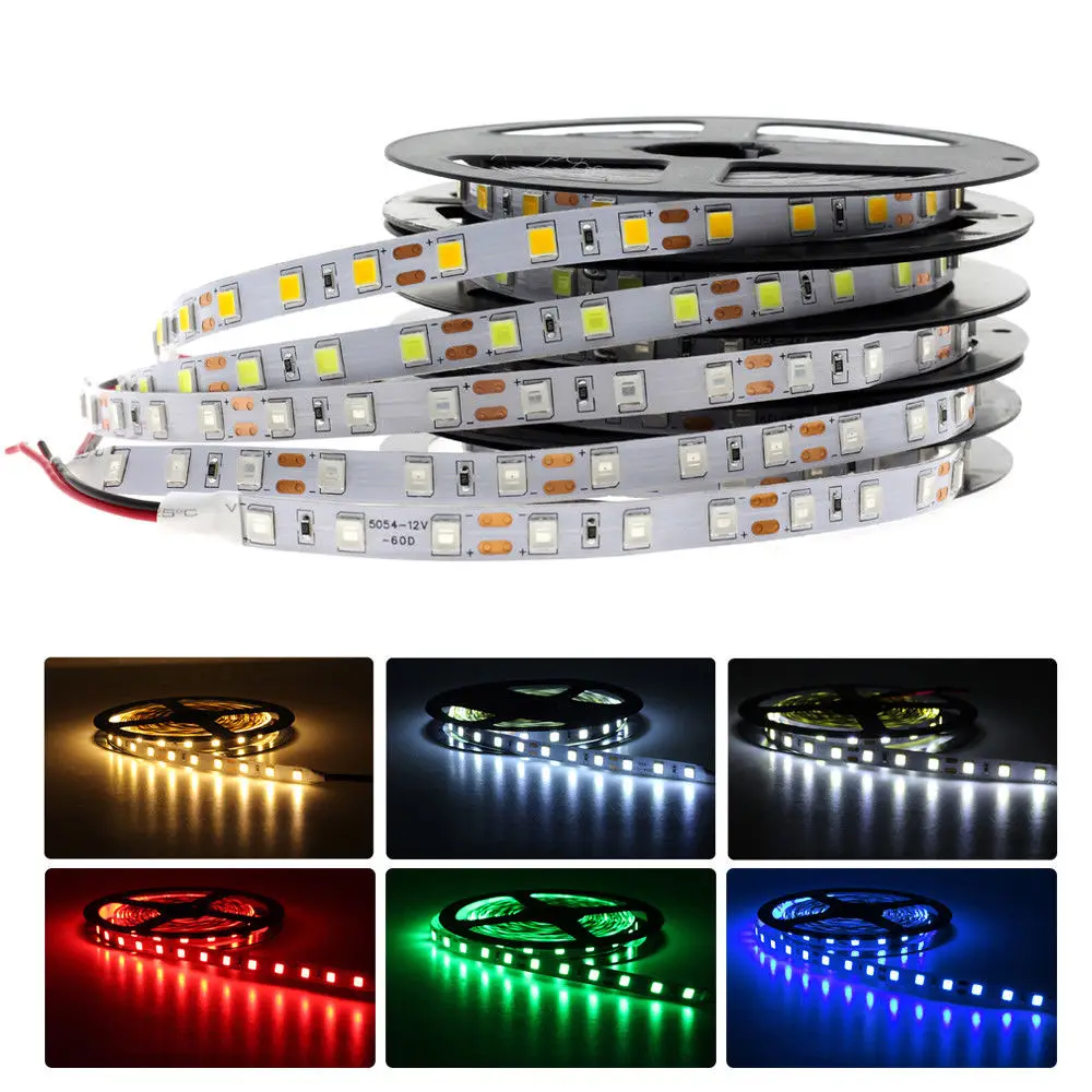 DC12V 5050 5054 SMD светодиодные полосы света RGB теплый белого и синего цвета Светодиодные ленты света Водонепроницаемый гибкая светодиодная лента полосы света 60 светодиодный s/m, 120 светодиодный s/m