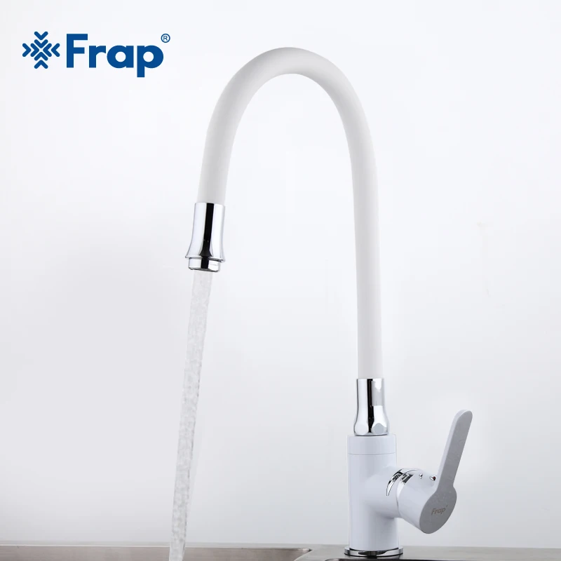  Frap new white Kitchen sink Faucets mixer Chrome Brass Single Handle 360 Degree Rotation Hot and co - 32836741925