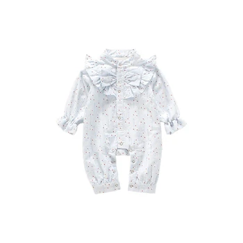 

lovely Spring new fashion lace bow tie girl baby clothes long sleeve kids dot warm romper princess clothing