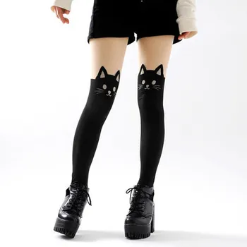 

black cat face tights women all-match cartoon cat tights pantyhose for girls female cute Japanese schoolwear uniform tights