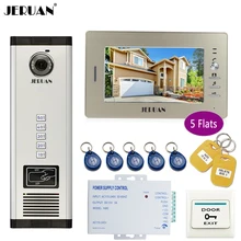 JERUAN 7 inch LCD Monitor 700TVL Camera Apartment video door phone 5 kit+Access Control Home Security Kit+free shipping
