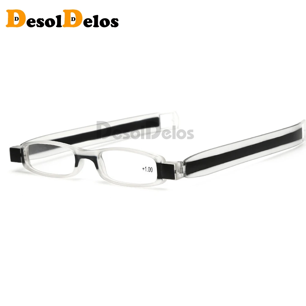 Upgraded 360 Degree Rotation Reading Glasses Ultraportability Mini Slim Folding Eyeglass Spectacles for Old Man Grandmother