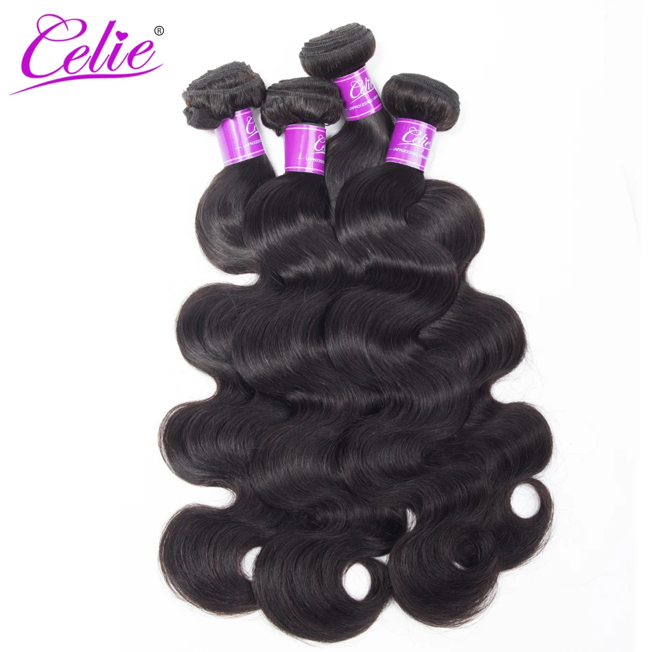 Brazilian Body Wave Bundles 4Pcs/Lot 100% Remy Human Hair Bundles 10-30 inch Brazilian Weave Deal Celie Hair