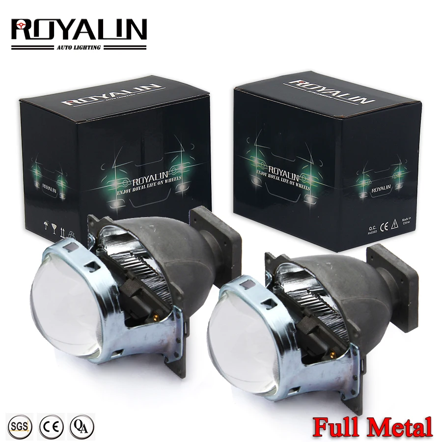 ROYALIN 3.0 Bixenon Q5 Square HID Projector Xenon Lenses in Headlights