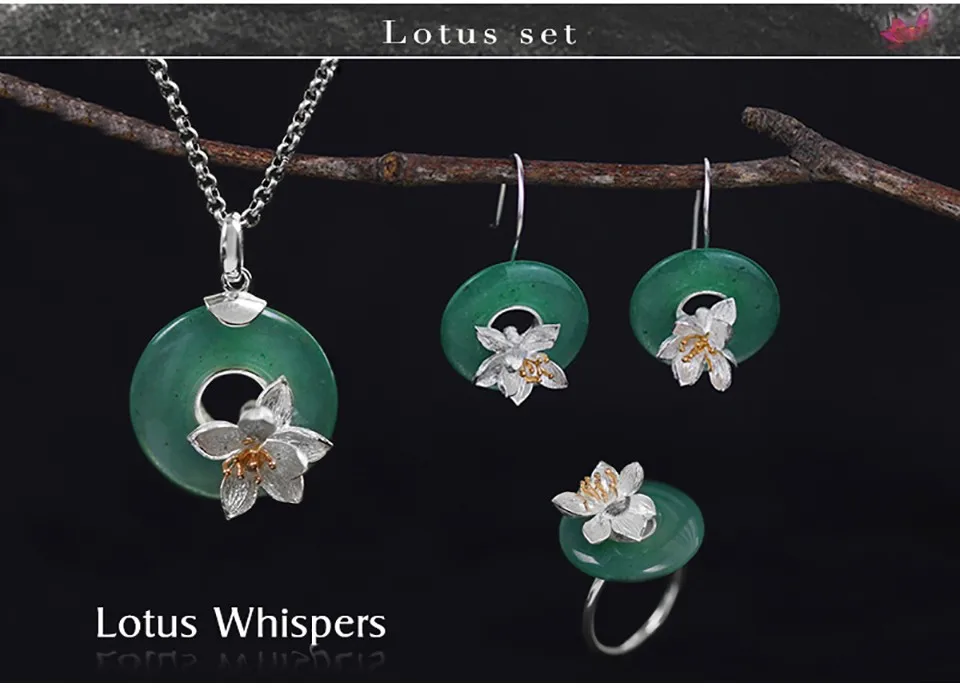 Lotus Fun реальные 925 серебро натуральные камни творческий ручной Fine Jewelry лотоса шепчет браслет для женщин brincos