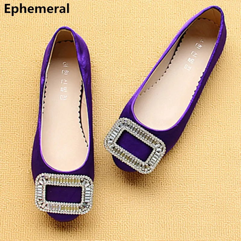 

Female's vintage shoes rhinestone flat shoes silk round toe ladies loafer low top women bag shoes max size 11 12 purple red pink