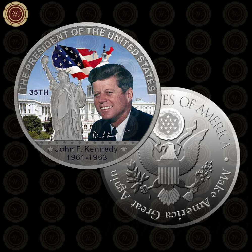 WR Ограниченная серия металлическая американская Статуя Свободы монета Новинка Посеребренная американский президент Джордж Буш художественные ремесла 40x3 мм - Цвет: Style 7