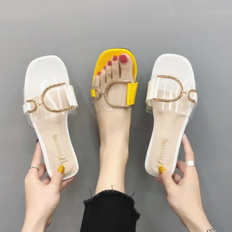 

Summer Slides Women Slippers Metal decoration Beach Slippers Platform Slip on Sandals Women Shoes Flip Flops Zapatillas Mujer