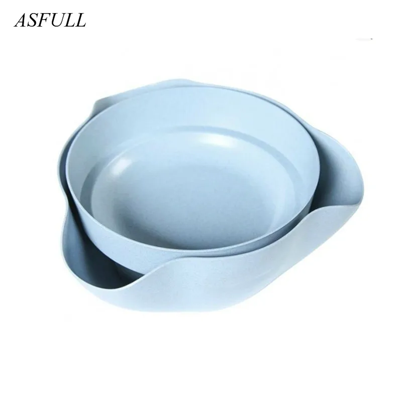 

ASFULL New 2 In 1 Environmental Fruit Compote Split Double Bowl Compote Candy Snack Nuts Box Holder Tray Dish Decoration Plate