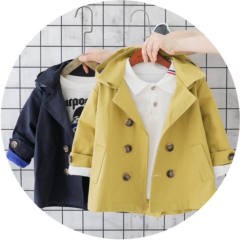 

2019 Autumn Baby Boys Solid Long Sleeve Hooded Fashion Jacket Children Kids Trench Casual Outerwear Coat casaco