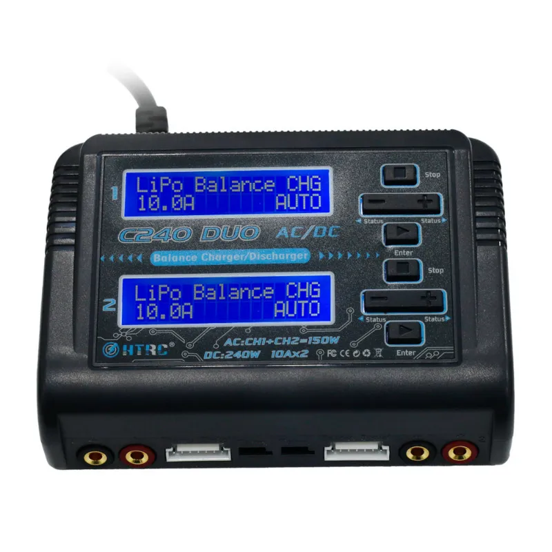 Двухканальное балансирующее зарядное устройство HTRC C240 DUO AC 150 Вт DC 240 10Ax2 RC
