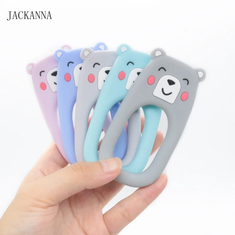

5PCS Bear Baby Teethers Silicone Teether Babe Teething Accessories Chew Charms Infant Kids DIY Necklace Pendant BPA Free