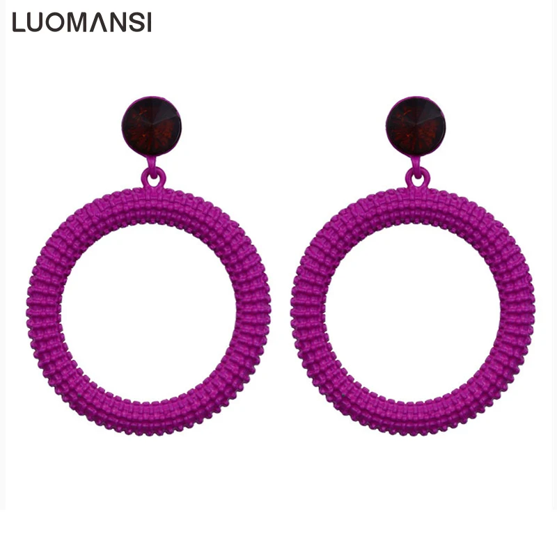 

Luomansi Hot Fashion Personality Big Round hoop Earrings For Women New Creative Bohemia Metal Zircon Statement Earrings Jewelry