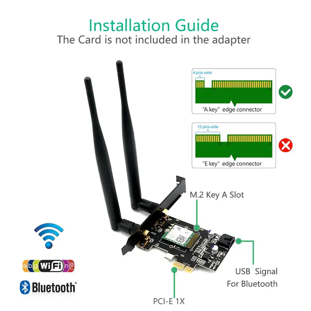 PCIE M.2 Wifi адаптер Сетевая карта 5 ГГц 5 г 5 ГГц беспроводной PCI Express Wifi Bluetooth адаптер AC 9260 м2 Wifi Карта Антенна для ПК