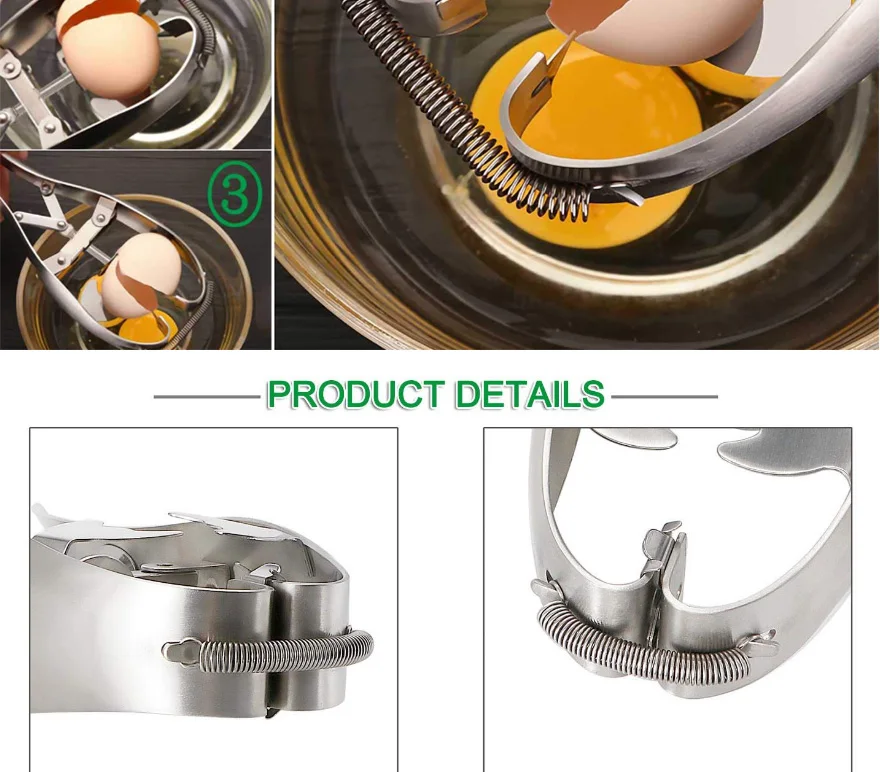 Egg Shell Opener, Quick Raw Egg Shell Opener Scissor Stainless Steel Eggshell Cutter Cracker Egg Separator Creative Kitchen Tool