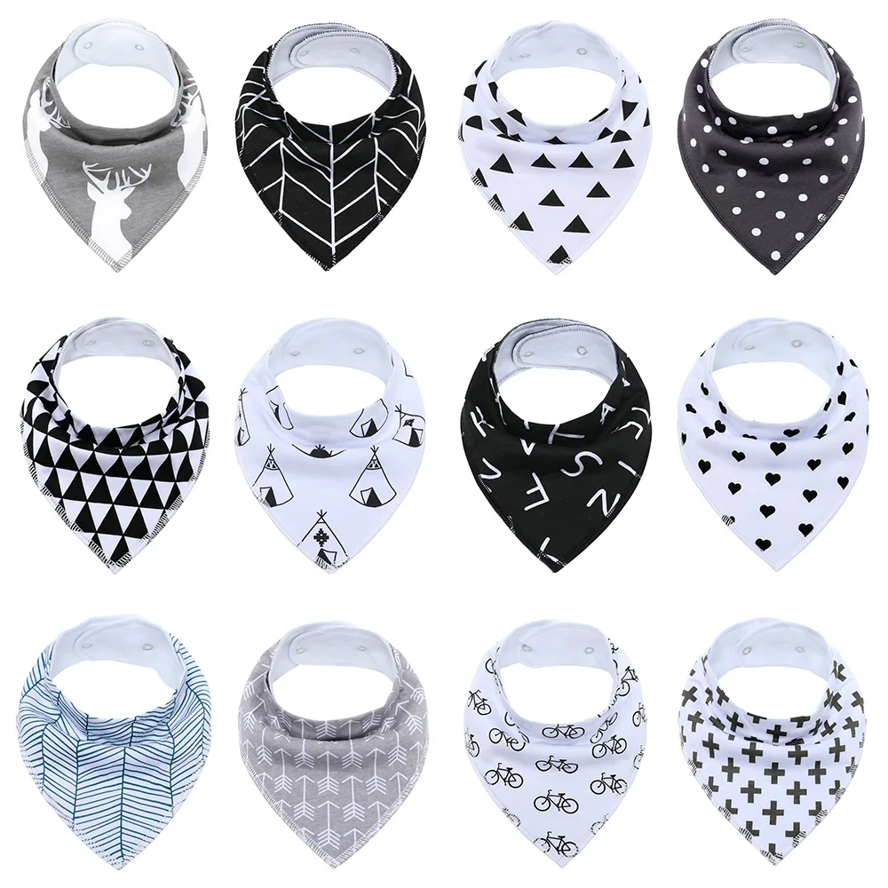 Ajustáveis para Babar e Dentição Útil do Bebê Unissex Bandana Babadores 100% Algodão Presente Conjunto Acessórios 12 Pçs 10 High Quality Mamãe e Bebê