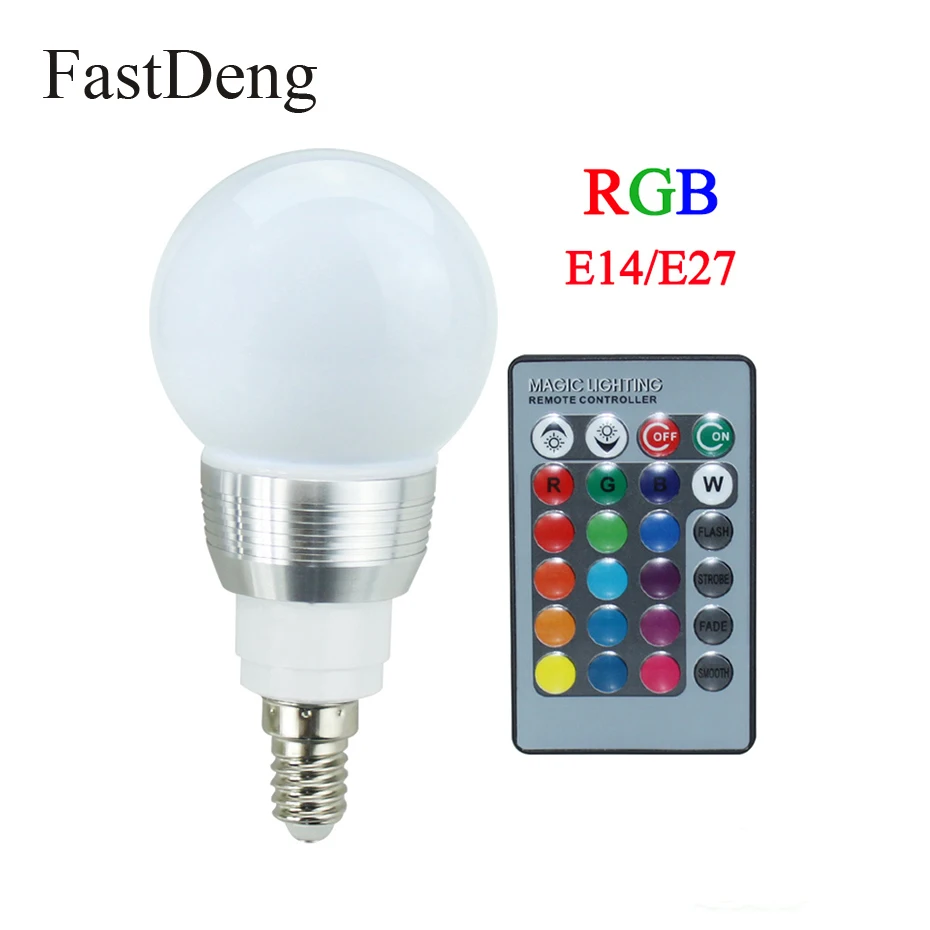 

E27 E14 RGB LED Bulb Lamp 3W Colorful Magic Spot Light Remote Control Dimmable Holiday LED Night Light 110V 220V LED White Light