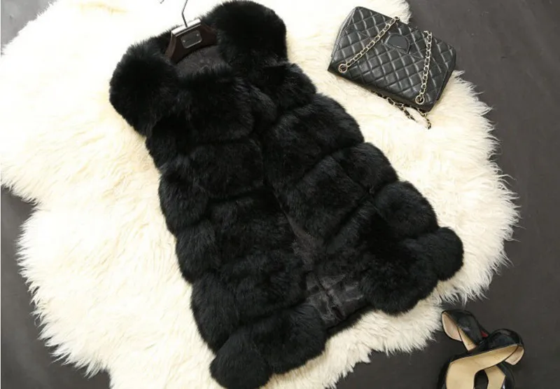 Warhammer Autumn Winter New Fashion Womens Sleeveless Faux Fur Vest Slim Fits European Hi Street Faux Fur Casaco Colored EU XXXL